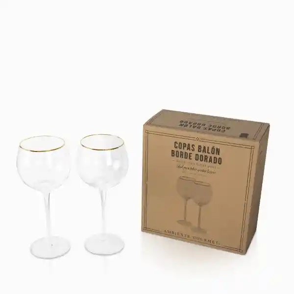 Copas Balon Borde Dorado Ambiente Gourmet