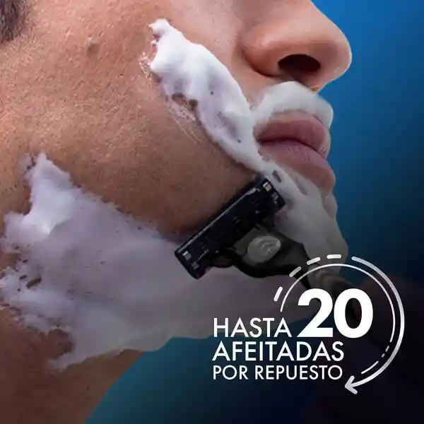 GILLETTE Mach 3 Cuchilla de Afeitar Máquina de Afeitar Hombre Reutilizable Afeitado al Ras Afeitadora para Hombre 1 Ud + 2 Repuestos