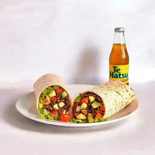 Burrito carne mechada + te hatsu 400ml