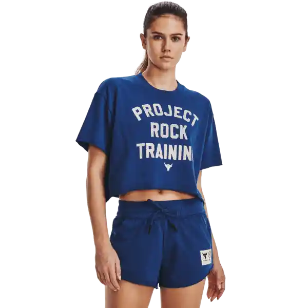 Under Armour Camiseta Crop Rvl Terry Tg Azul Mujer Talla LG