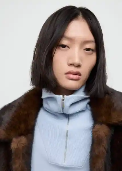 Saco Jersey Latonis Celeste Talla M Mujer Mango