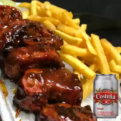 Combo Asado Media Costillas BBQ + Costeña Lata 330ml
