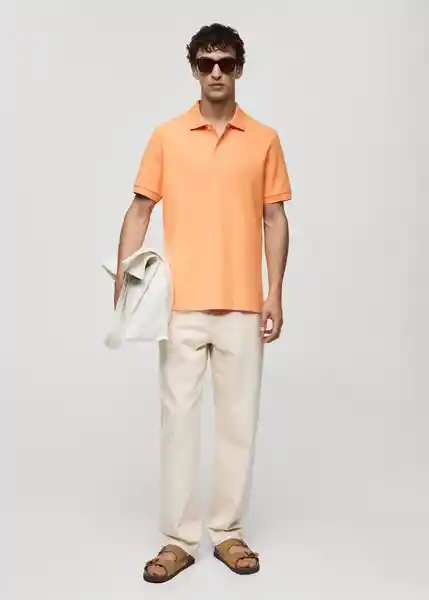Camisa Polo Rea Naranja Pastel Talla M Hombre Mango