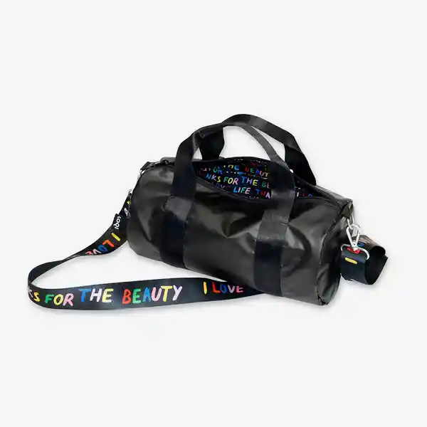 Loqi Bolsa Duffel Mediano Ligero Love Negro Metalizado