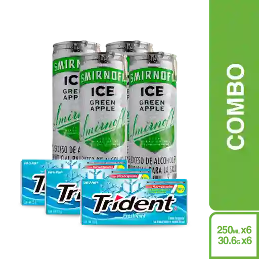Combo Trident Chicle Menta + Smirnoff Ice Manzana Verde
