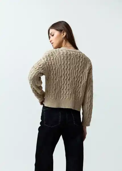 Buzo Tejido Mujer Beige Albarizo Medio Talla M 482G007 Naf Naf