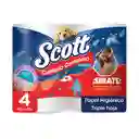 Papel Higiénico Scott Cuidado Completo Triple Hoja Rollos 4 Und