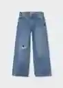 Jeans Wide Tejano Oscuro Talla 11 Niñas Mango