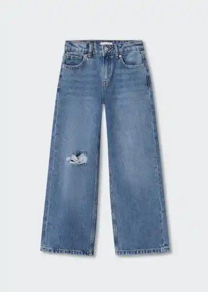 Jeans Wide Tejano Oscuro Talla 11 Niñas Mango