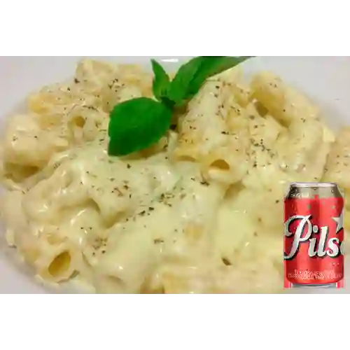 Combo Pastas en Salsa Cuatro Quesos + Pilsen 355 ml