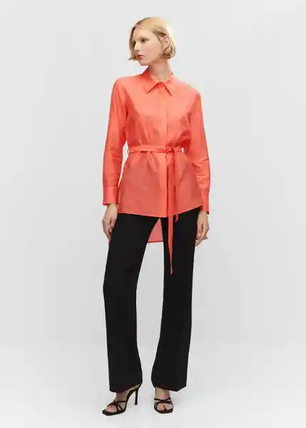 Camisa Latikal-A Coral Talla XL Mujer Mango