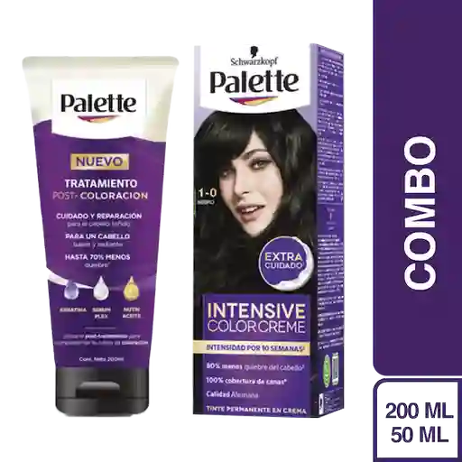 Combo Palette Color Creme 1-0 Negro + Tratamiento Post Color