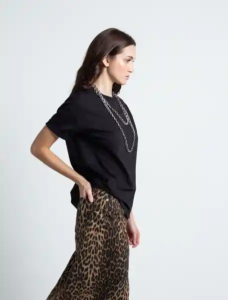 Camiseta Mujer Negro Puro Ultraoscuro Talla L 403F034 Naf Naf