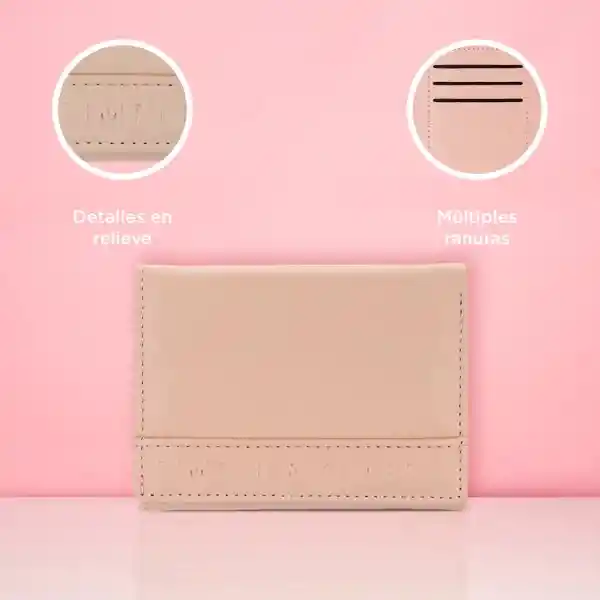 Billetera Para Mujer Letras en Relieve Rosa Miniso