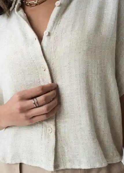 Camisa Naty Mujer Beige Polvillo Medio Talla M 512G373 Naf Naf