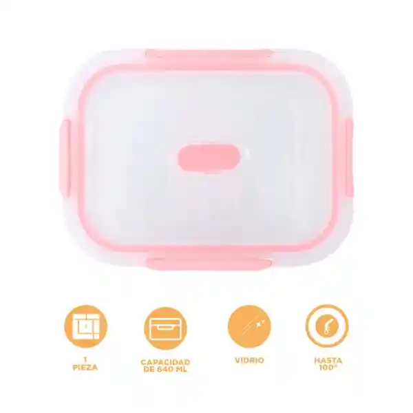 Contenedor de Alimentos de Vidrio Rosa 640 mL Miniso