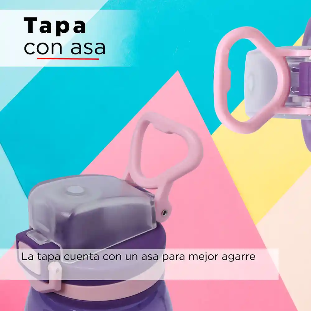 Miniso Botella de Plástico Para Deportes Con Asa Morado 900 mL