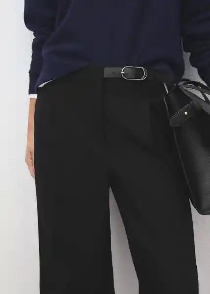 Pantalón Cinta Negro Talla 38 Mujer Mango