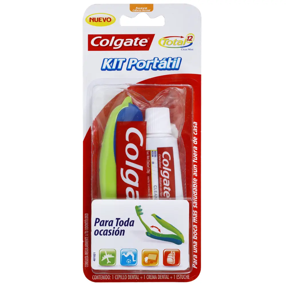 Kit de Higiene Oral Colgate Total 12 Portátil Crema Dental Clean Mint + Cepillo Flexible