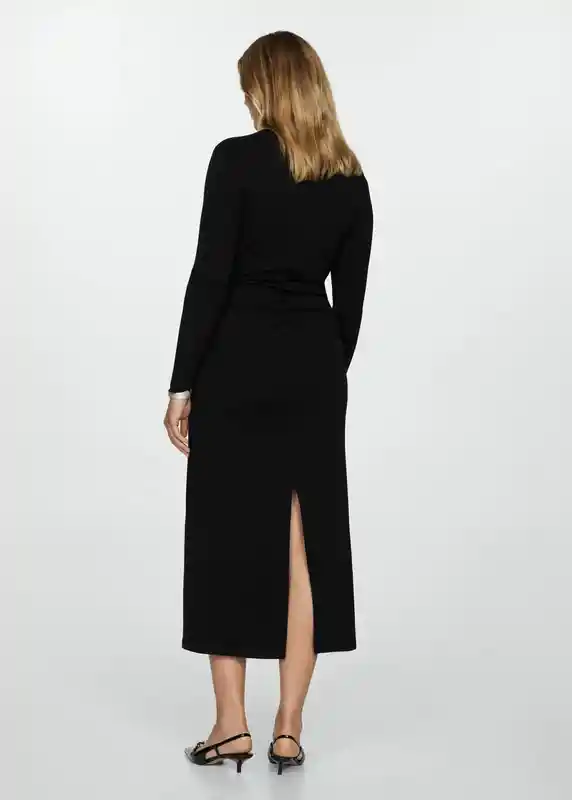 Vestido Basilam Negro Talla L Mujer Mango