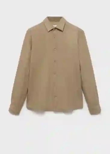 Camisa Rug Khaki Talla L Hombre Mango