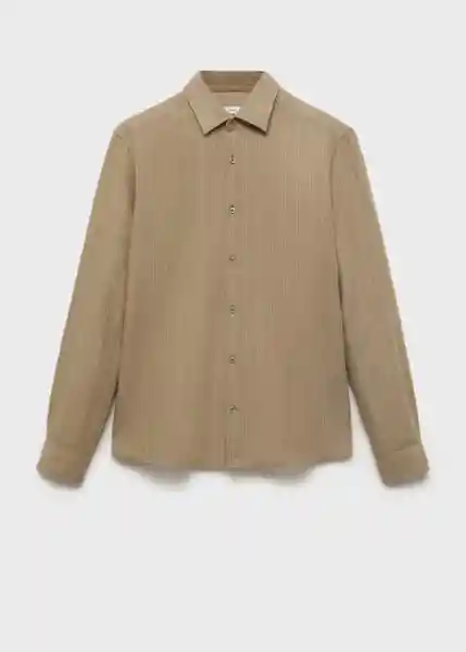 Camisa Rug Khaki Talla L Hombre Mango