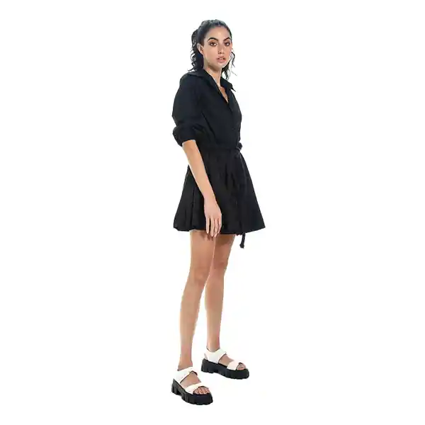 Vestido Liso Corto Negro Talla S