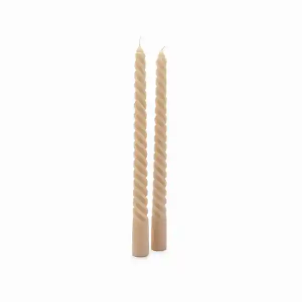 Set Velas Decorativas Espiral Beige 25 cm Ambiente Gourmet