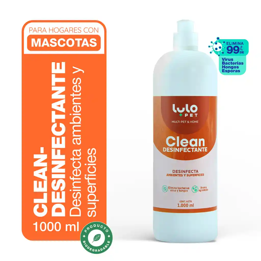 LuloPet Clean Desinfectante Espacios con Mascotas - 1Lt