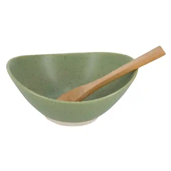 Salsero Con Cuchara Bowl Verde Diseño 0001