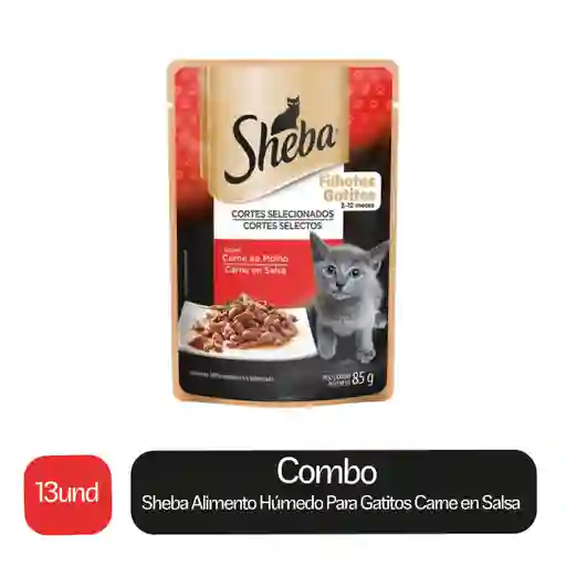 13 x Sheba Alimento Humedo Para Gatitos Carne en Salsa