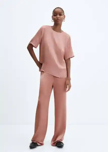 Pantalón Massim Rosa Pastel Talla XS Mujer Mango