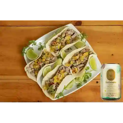 Combo 4 Tacos Alpastor + Club Col. Dorada 330ml