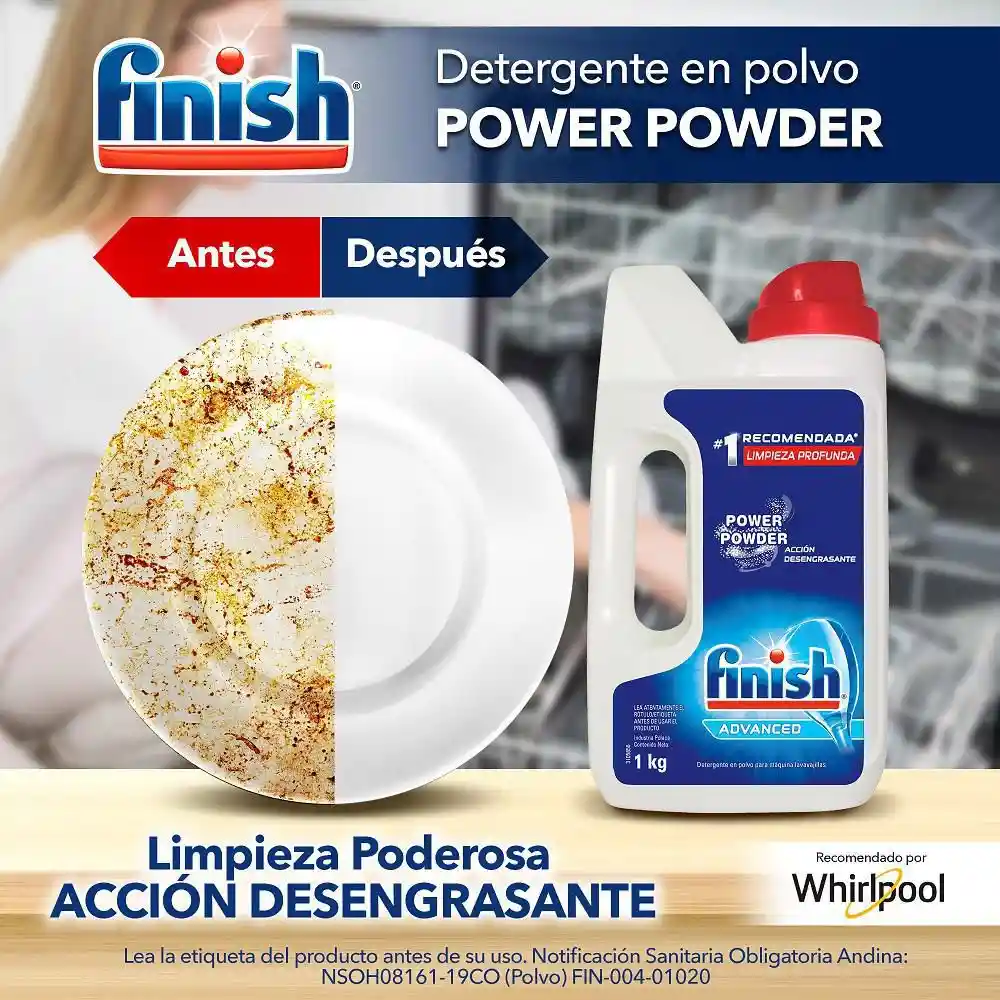 Finish Detergente Lavavajillas Polvo Regular 1 Kg