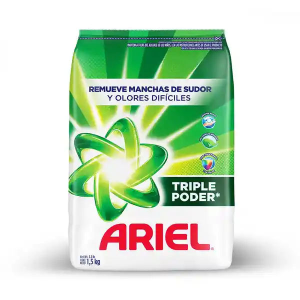 Ariel Detergente en Polvo Triple Poder Para Ropa