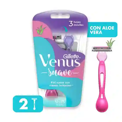 Venus Suave Afeitadora Desechable con Aloe Vera, 2 Unidades