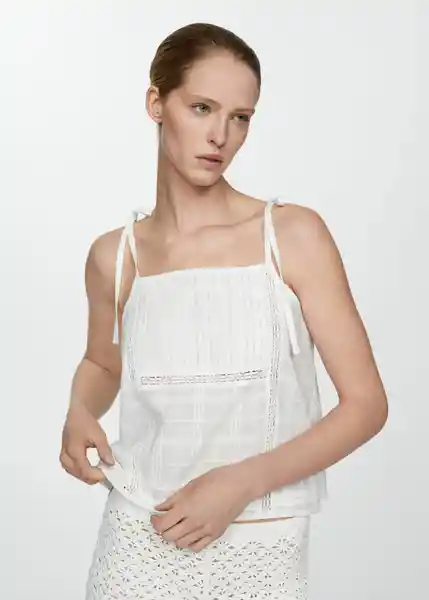 Top Lazo Blanco Talla XS Mujer Mango