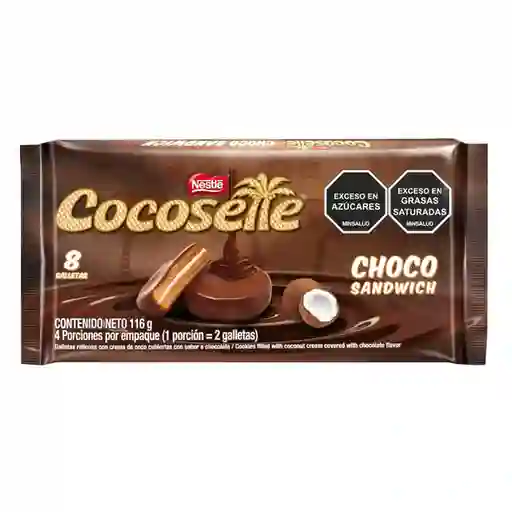 Galletas COCOSETTE Choco Sándwich rellenas con crema de coco x 116g