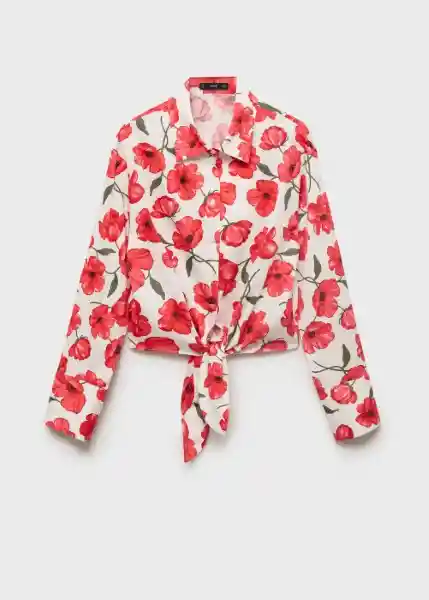 Camisa Pola Off White Talla M Mujer Mango