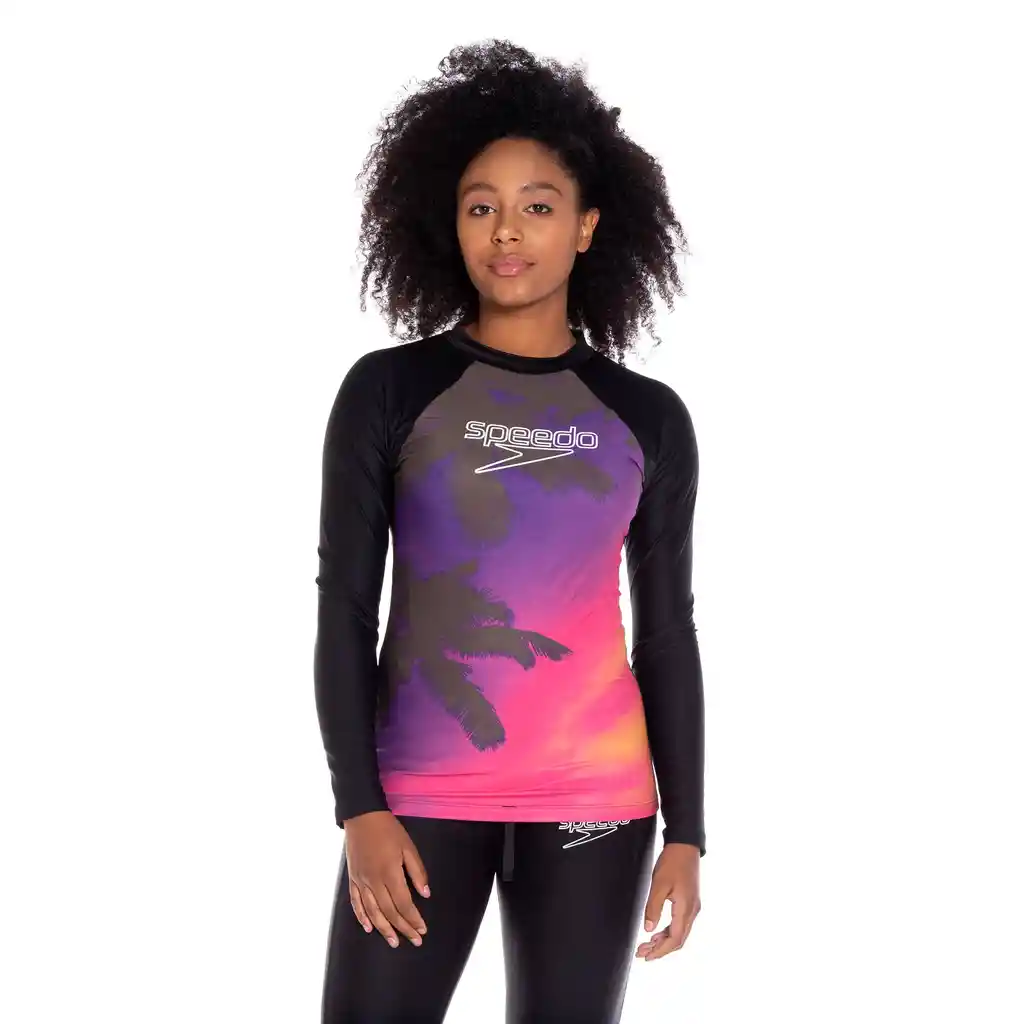 Speedo Camiseta Manga Larga Sunshine Sunset Femenino Talla XXL