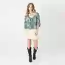 Blusa Cuello V Manga 3/4 Multicolor Talla S 694674