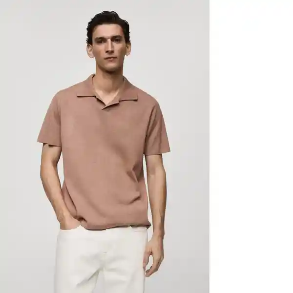 Camisa Polo Lino Nude Talla L Hombre Mango