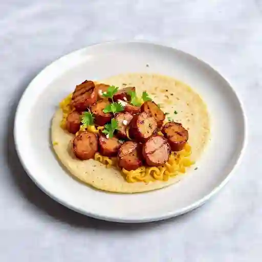 Chorizo paisa con arepa