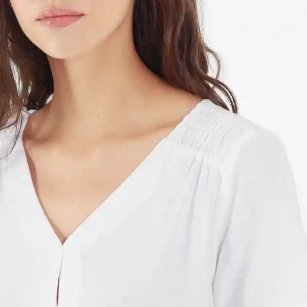 Blusa Cuello V Manga Corta Blanco Talla XS 704984