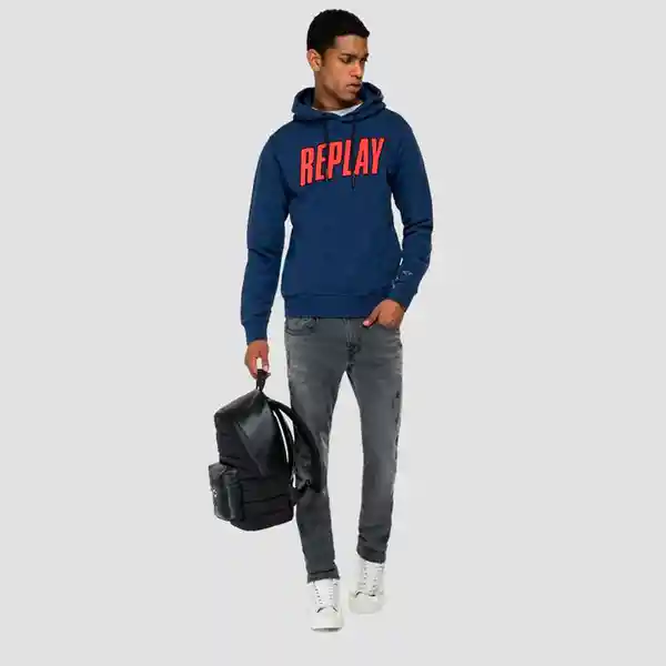 Replay Buzo Organic Cotton Fleece Masculino Azul Talla M