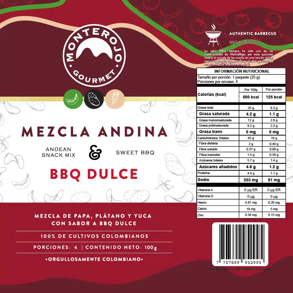 Monter Rojo Mezcla Andina BBQ Dulce 100gr