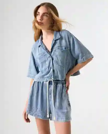 Camisa Mujer Azul Talla M 312G001_AZU114604
