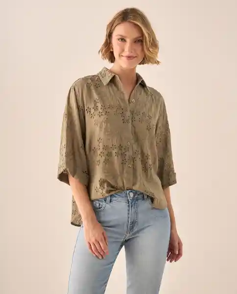 Camisa Verde Pantano Medio Talla XL 119G000 Esprit