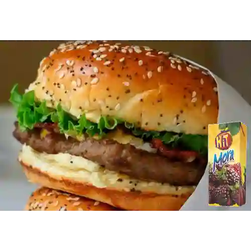 Combo Hamburguesa Carne + Hit Mora 200 ml