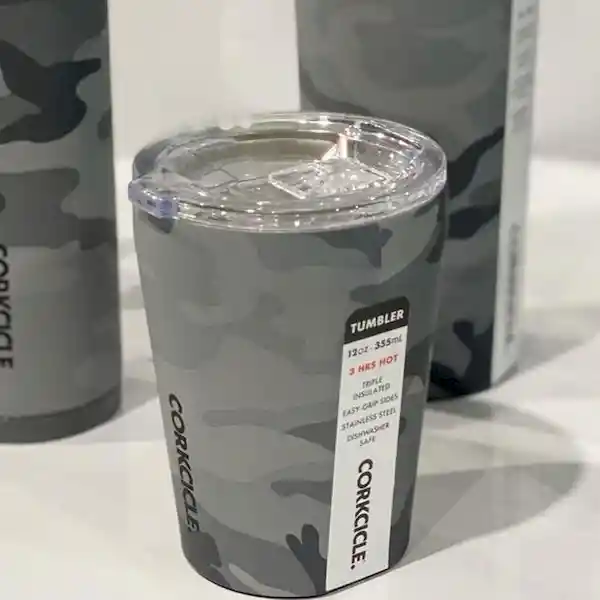 Corkcicle Vaso Tumbler Gris Camo 12 Oz Altura 14.5 cm